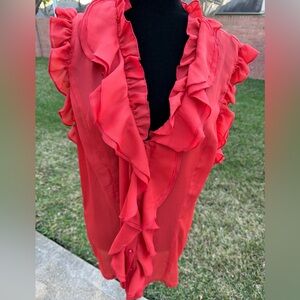 Dots Red Ruffled Blouse